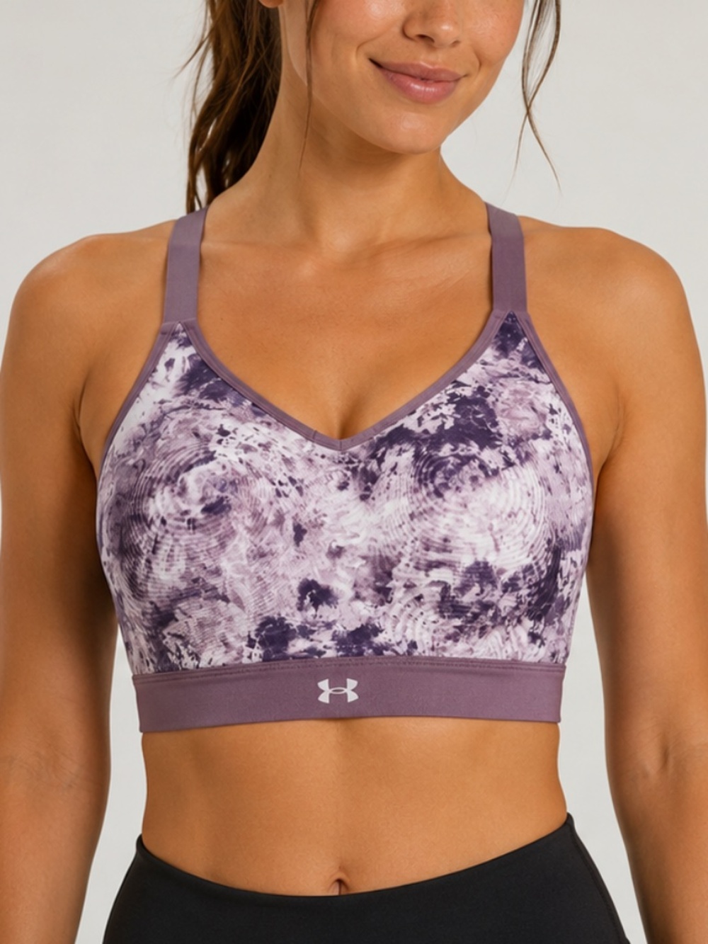 Under Armour Women’s Purple Tie-Dye Print High-Impact Sports Bra, size XL